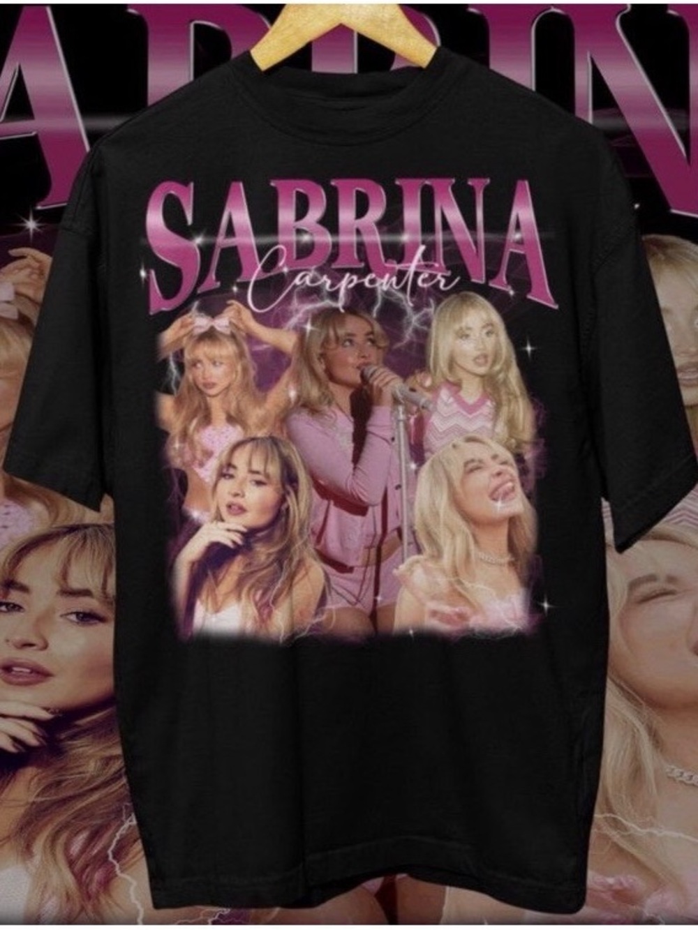 Sabrina Carpenter Graphic Band Tee -   with Pink Art